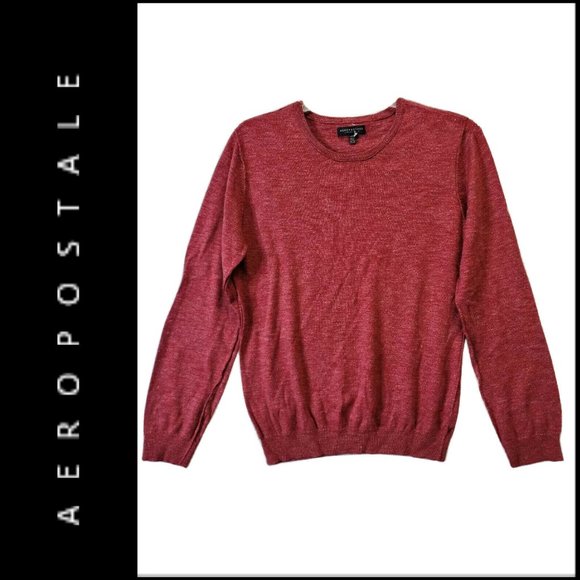 Aeropostale Men Maroon knit Long Sleeve Sweater